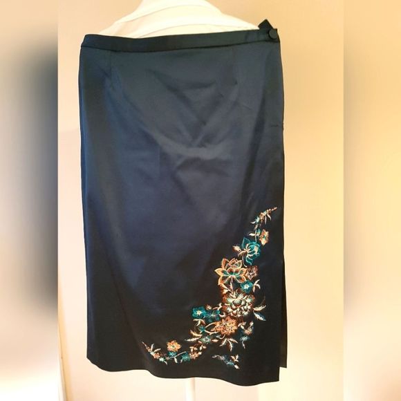 NEXT Tailored By. 🌻NWOT🌻 STUNNING Teal Embroidered SKIRT *UK Size 14 /Medium - Picture 1 of 14